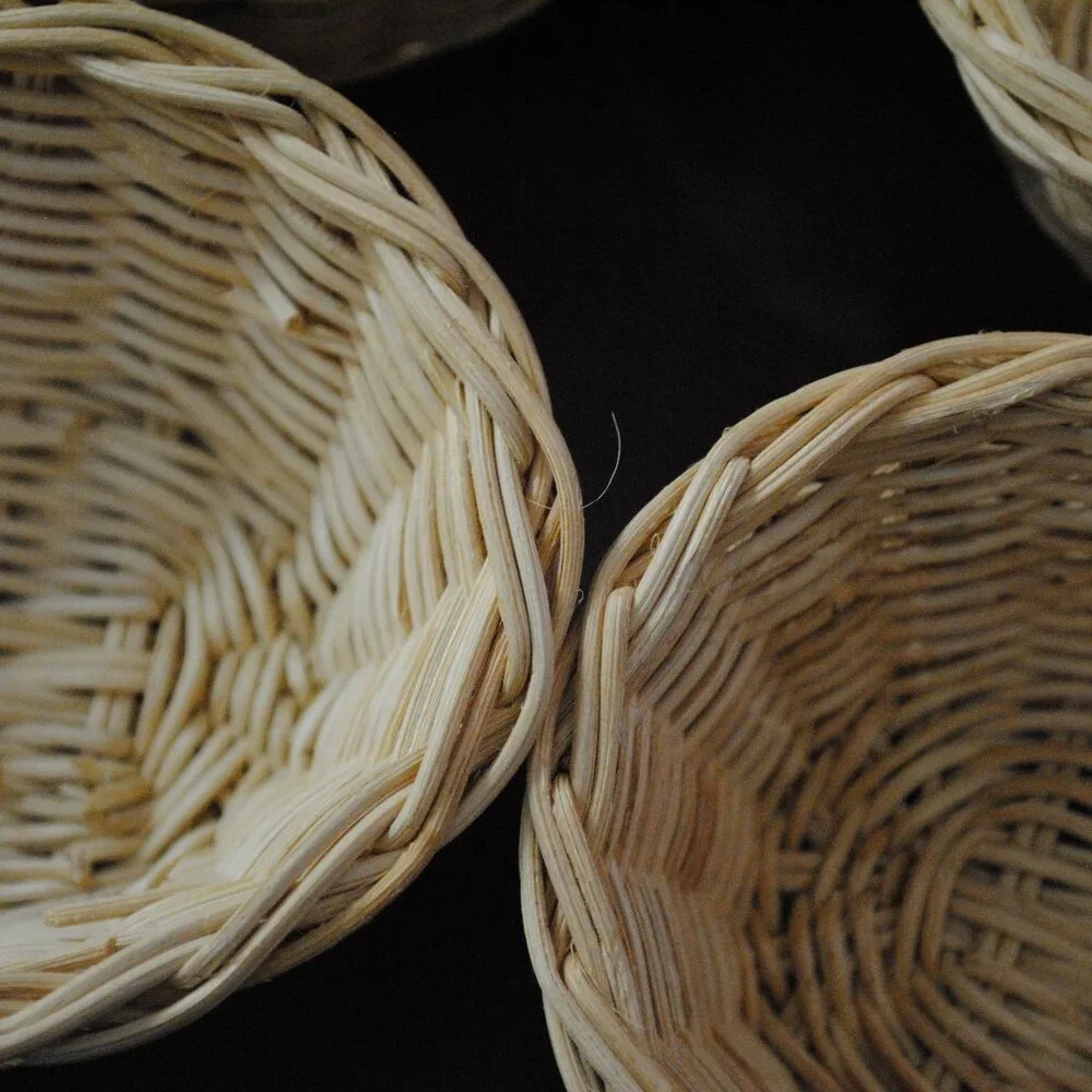 Lot of 4 Vintage Mini Wicker Baskets made in Hong Kong